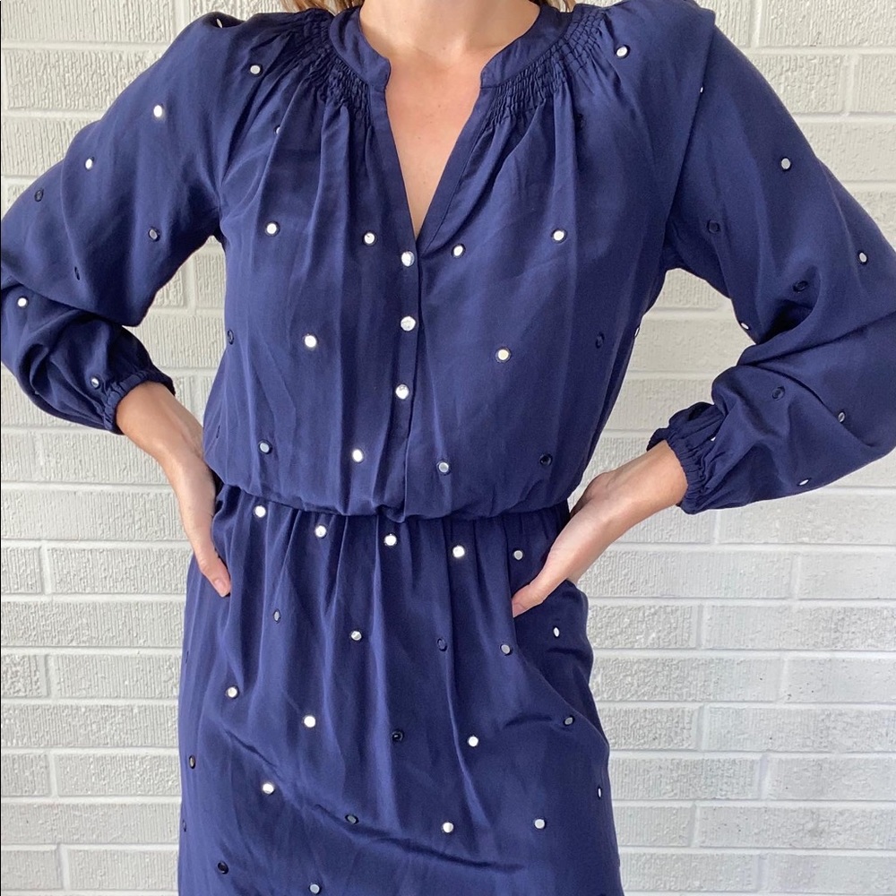 Lilly Pulitzer 100% silk turner mirror dress in true navy